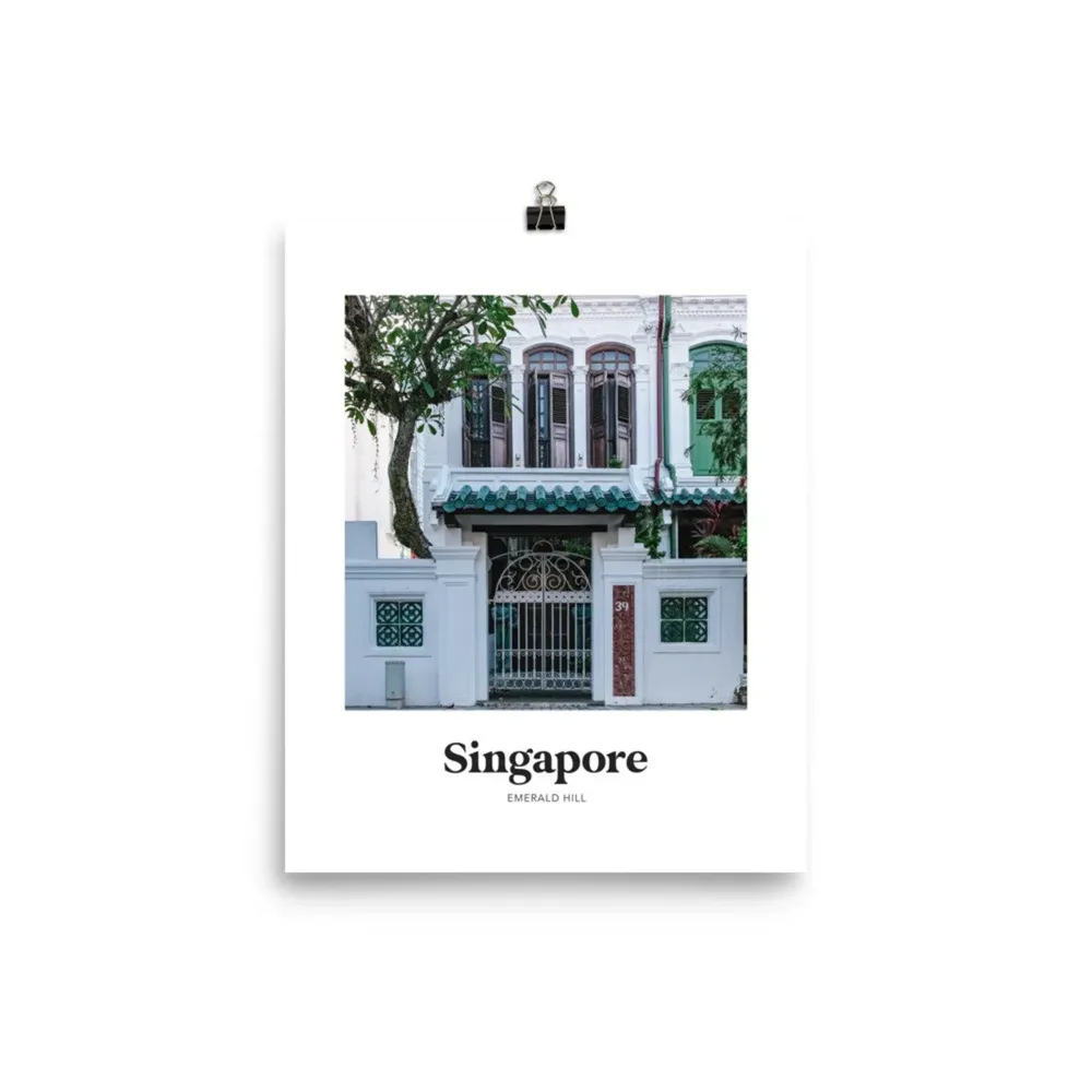 Singapore Emerald Hill White Shophouses Travel Poster - Image 3