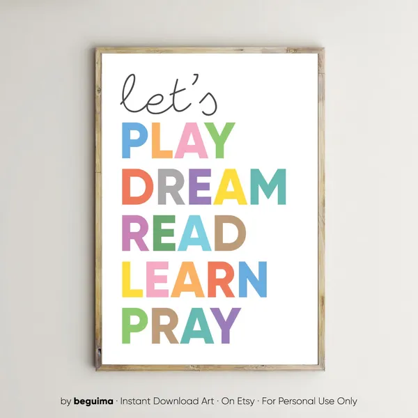 Kids Christian Print, Pray Lets Play Lets Read