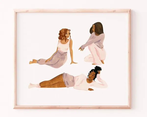 Lounging Ladies Bedroom Art Print, Sabina Fenn