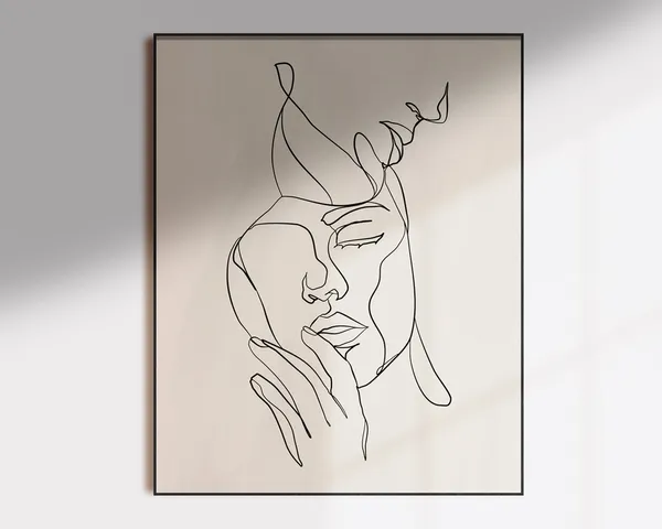 Couple Line Art Print, Minimal Romantic Wall Art