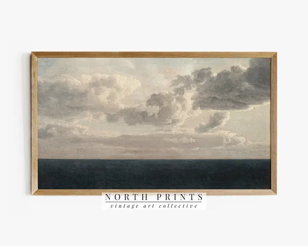 Vintage Ocean Seascape Painting, Coastal Art Print