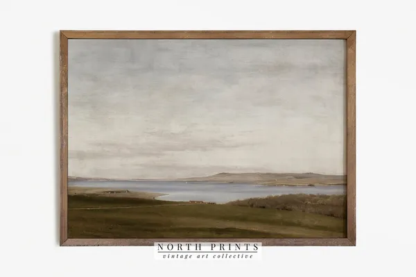 Vintage Landscape Painting Coastal Wall Art Print