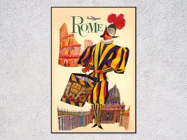 Vintage Rome Travel Poster, Classic Italy Art Print