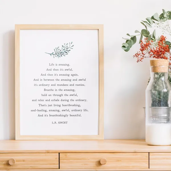 Life Is Amazing by L.R. Knost, Minimalist Quote Art Print