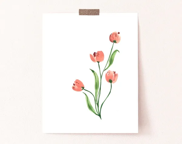 Tulip Flowers Minimal Wall Art, Kitchen Print