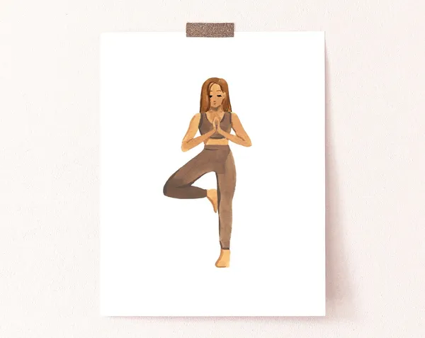 Woman Yoga Art Print, Minimalist Wellness Decor