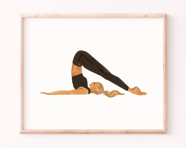 Yoga Pose Boho Wall Art Print, Minimalist Yogi