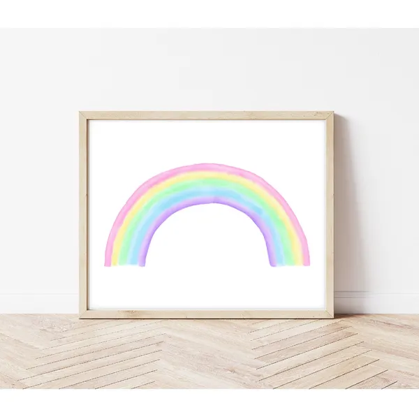 Pastel Rainbow Landscape Art Print, Girls Nursery Decor