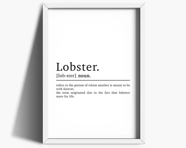 Lobster Definition Art Print, Love Anniversary Gift