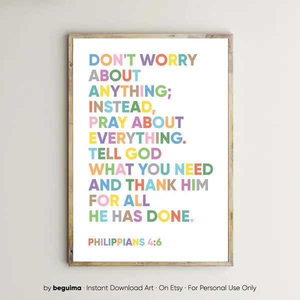 Philippians 4:6 Christian Scripture Art Print