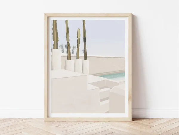 Moroccan Cactus Wall Art Print, Morocco Poster