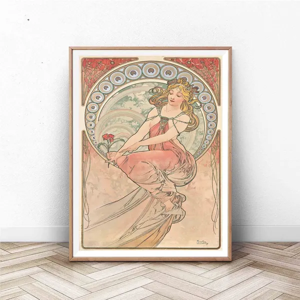 Alphonse Mucha Art Nouveau Flower Girl Art Print