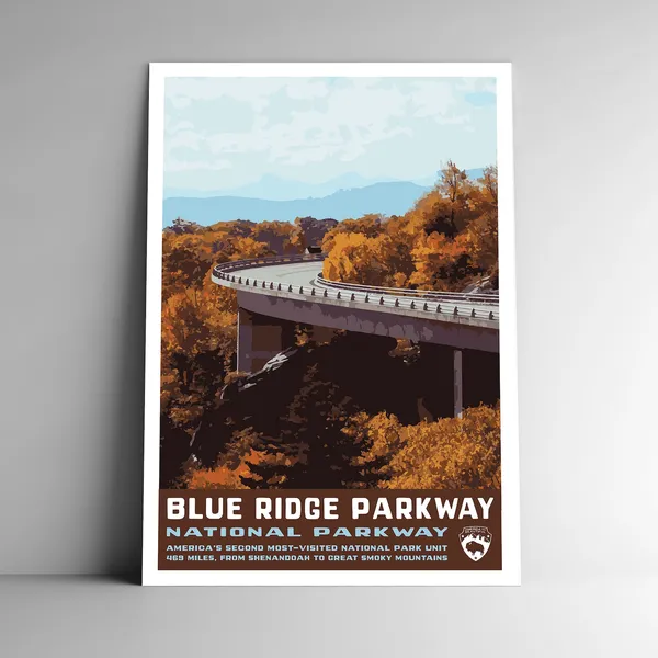 Blue Ridge Parkway Vintage Travel Poster, WPA Style