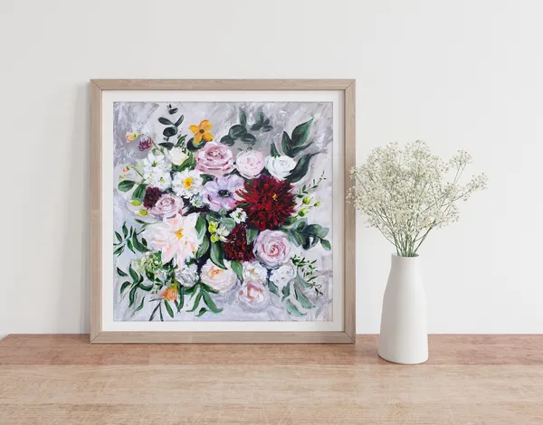 Flowers Floral Acrylic Painting By Katie Jobling Art Print