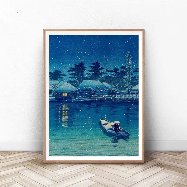Japanese Vintage Japan At Night Art Print