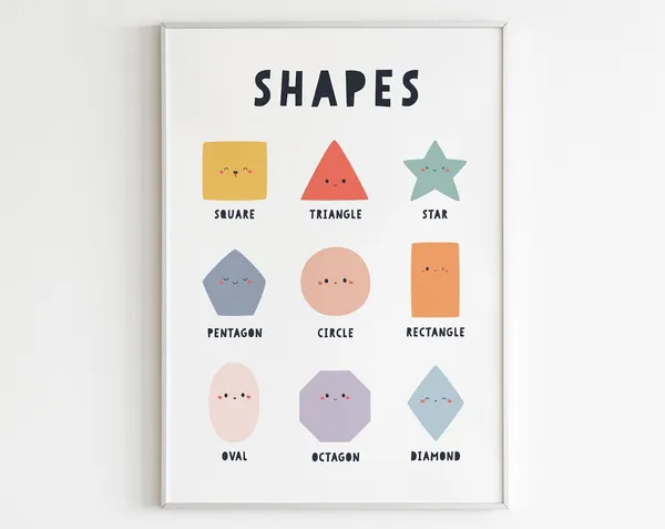 Educational Geometric Shapes Boho Numbers Art Print