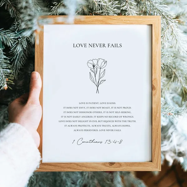 1 Corinthians 13:4-8 Love Bible Verse Art Print