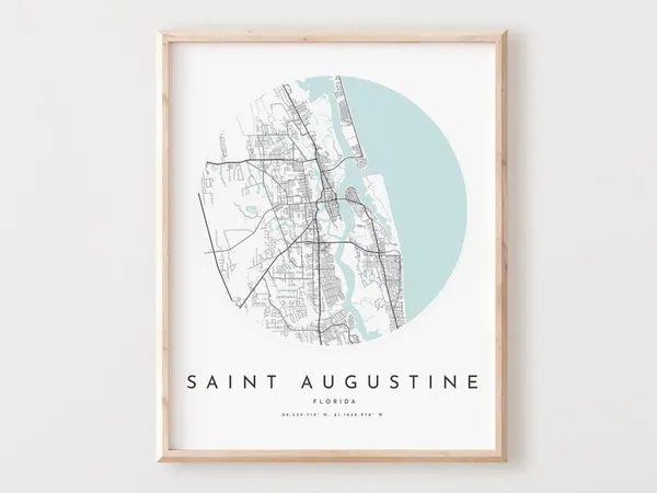 Saint Augustine Map Print, Florida Street Art