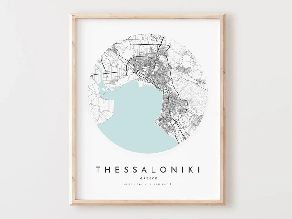 Thessaloniki Map Print, City Street Art Poster