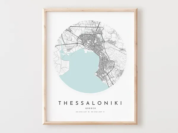 Thessaloniki Map Print, City Street Art Poster