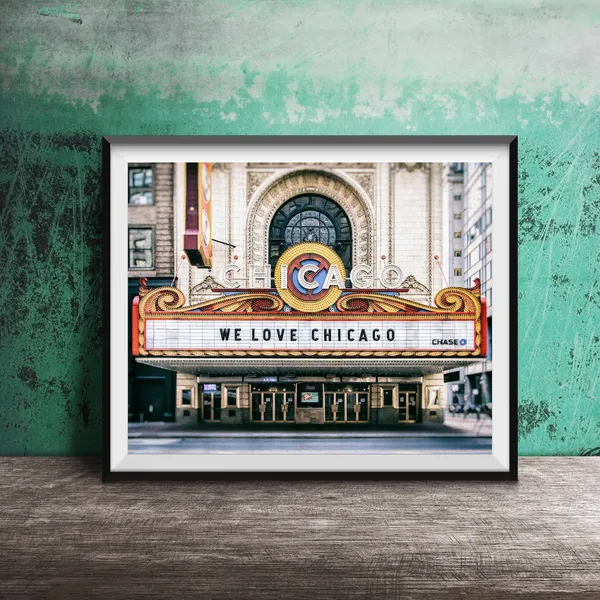 Chicago Theatre, Downtown Chicago Travel Poster