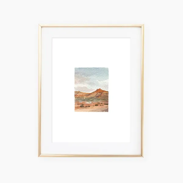 Orange Desert Watercolor Landscape Art Print