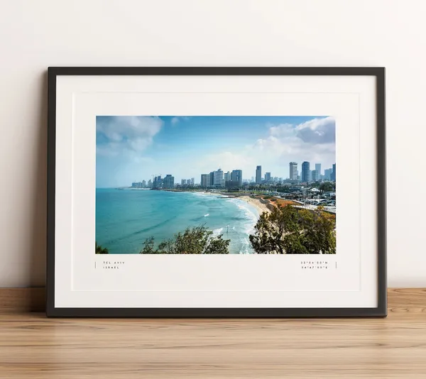 Tel Aviv Coordinates Travel Poster, Israel Wall Art