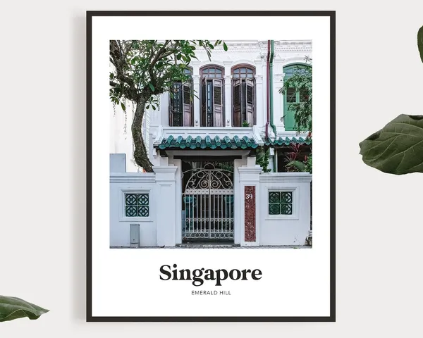 Singapore Emerald Hill White Shophouses Travel Poster
