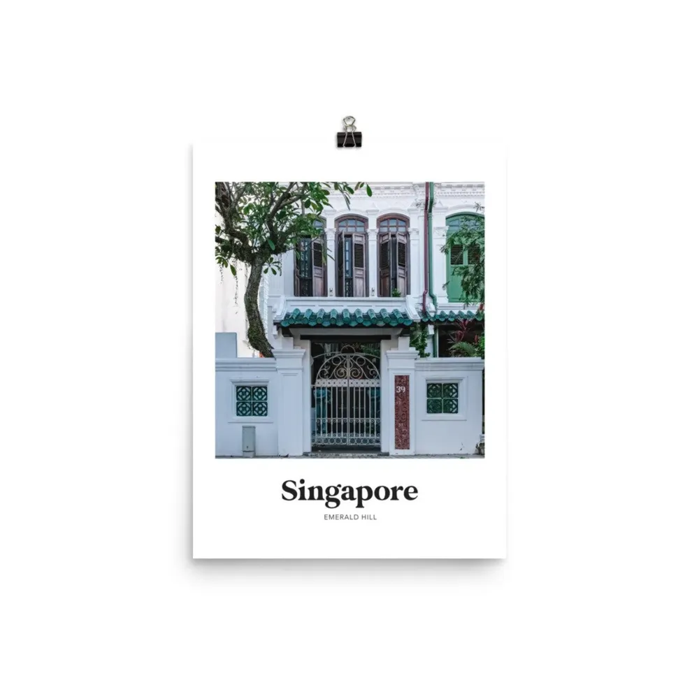 Singapore Emerald Hill White Shophouses Travel Poster - Image 2