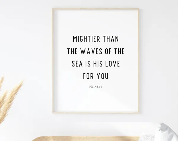Psalm 93:4 Bible Verse Art Print, Christian Home