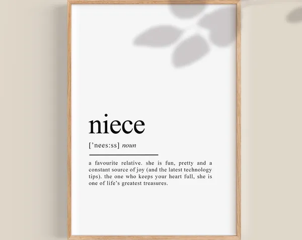 Niece Definition Dictionary Art Print, Gift For Her