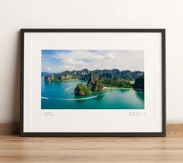 Phuket Coordinates Travel Poster, Thailand Map Art