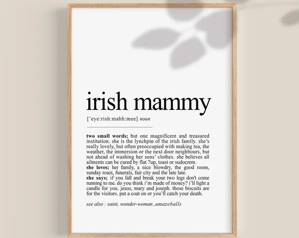 Irish Mammy Definition Print, Funny Irish Gift
