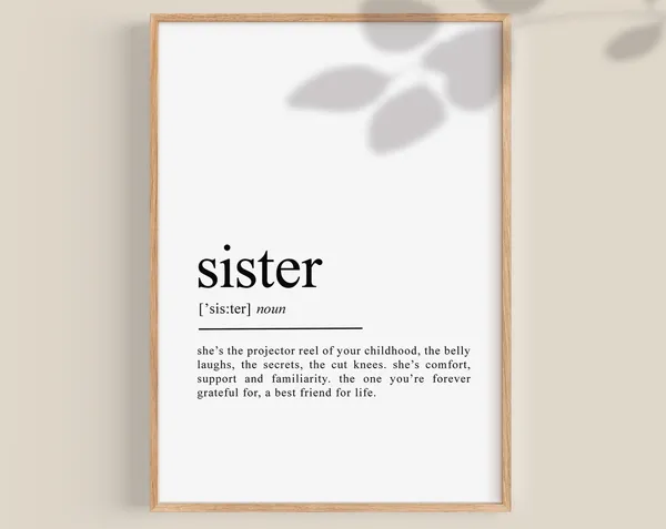 Sister Definition Quote Poster Print, Minimal