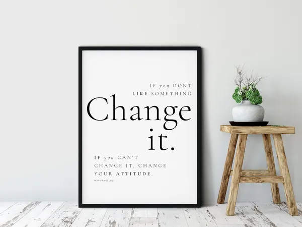 Maya Angelou Change Quote, Minimalist Wall Art Print