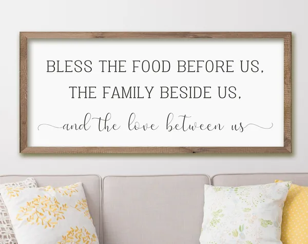 Bless the Food Before Us Dining Room Sign, Wood Sign