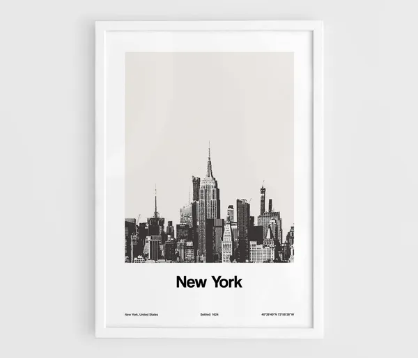 New York Manhattan Skyline, Minimalist Travel Poster