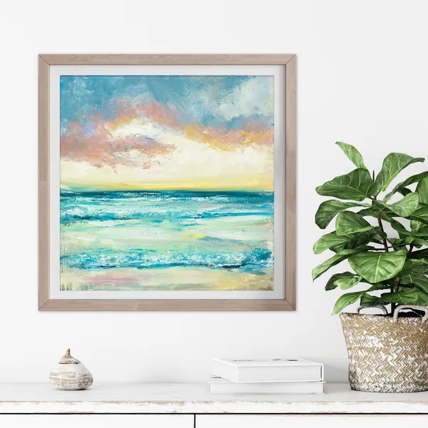 Sunset Seascape Painting, Sunrise Art Print by Katie Jobling