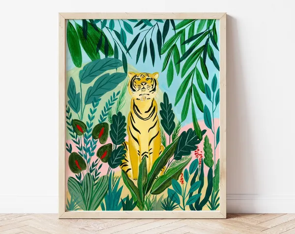 Tiger Safari Animal Art Print, Jungle Nursery Decor