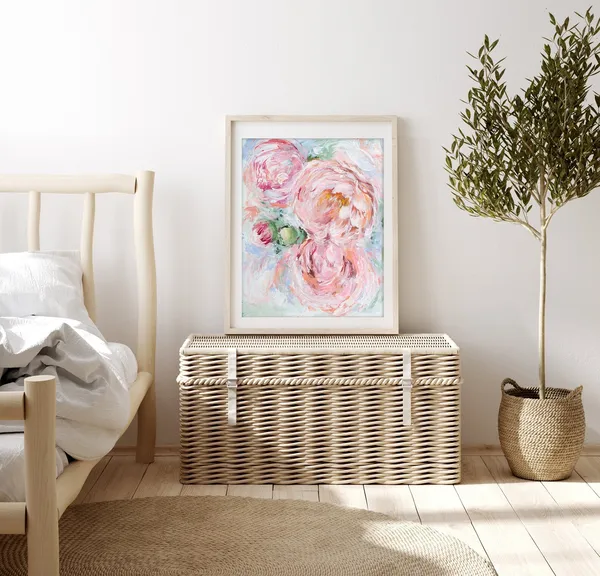 Peony Floral Painting Art Print, Botanical Decor