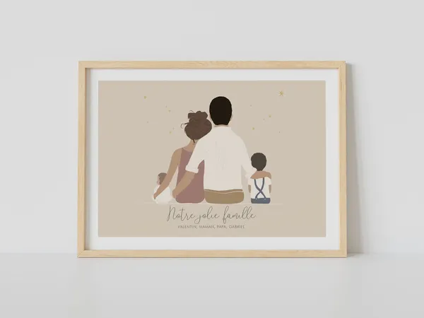 Personalized Family Portrait Art Print, Mother's Day