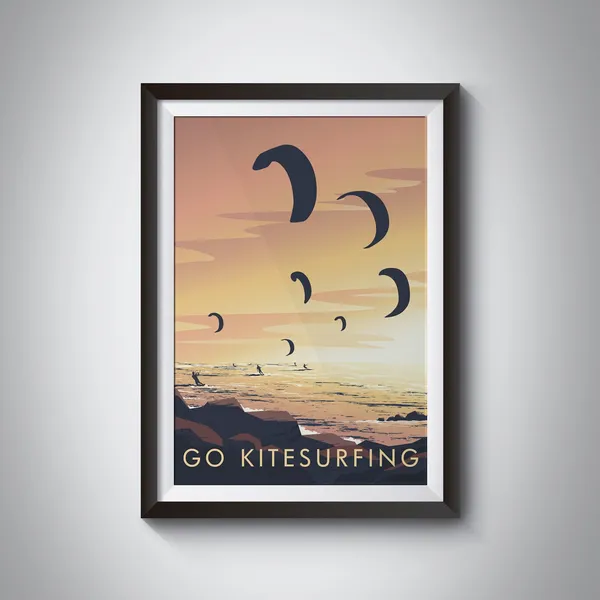 Go Kitesurfing Travel Poster, Ocean Beach Adventure