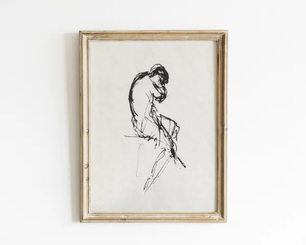 Abstract Woman Line Art, Vintage Minimalist Art Print