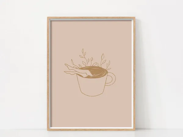Retro Coffee Print, Boho Kitchen Wall Art