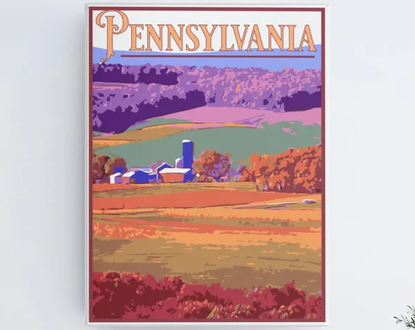 Pennsylvania Vintage Style Travel Poster, Art Print