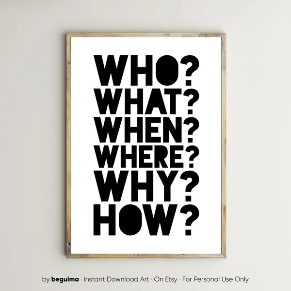 Five Ws Questions Educational Classroom Art Print