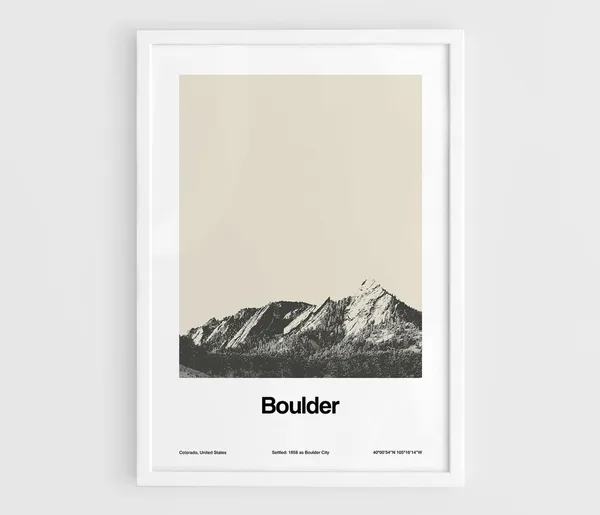 Boulder Flatirons Minimalist City Print, Colorado