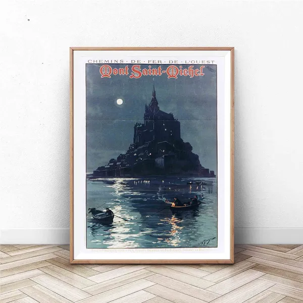 Mont Saint Michel Vintage France Travel Poster