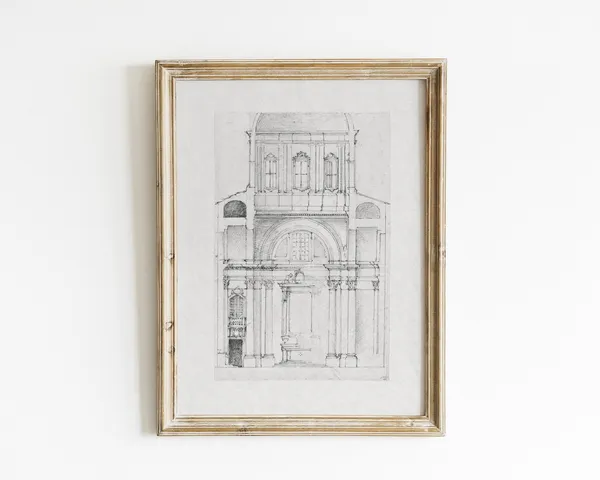 Minimalist Architecture Line Art Vintage Art Print