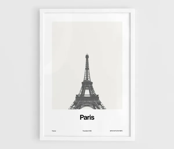 Paris Eiffel Tower Minimalist Art Print, Black and White